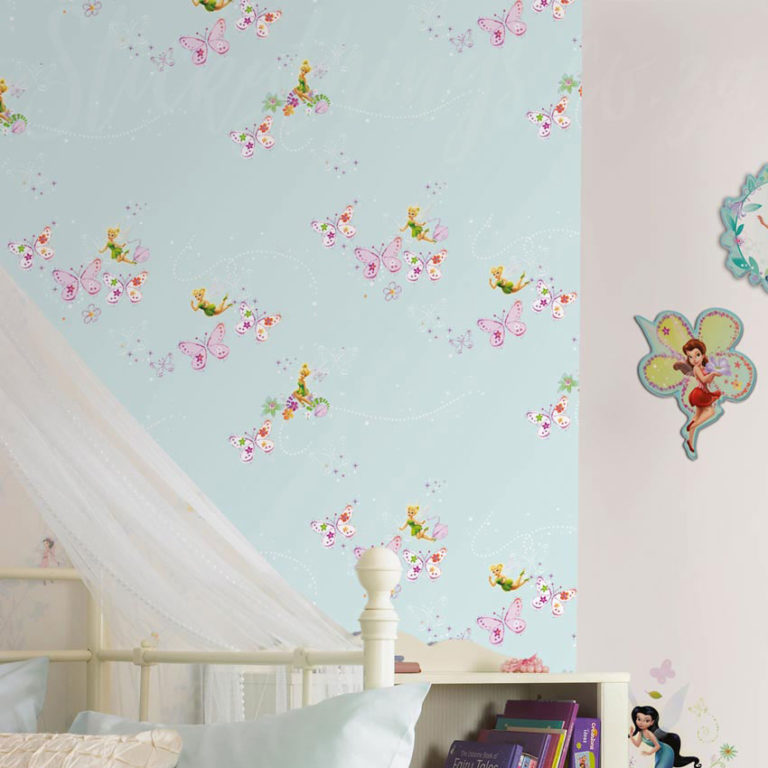Tinkerbell Fairies Wallpaper in a Girls Room
