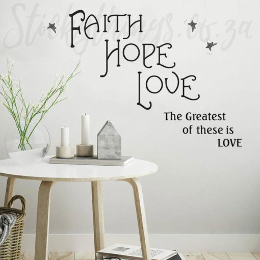 Faith Hope Love Wall Sticker in a Lounge