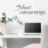 Home Is Where Your Story Begins Decal at a Desk