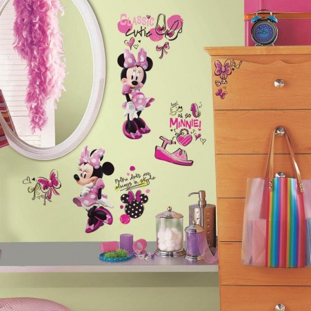 Disney Minnie Mouse Wall Stickers with Gems in a Girls Room