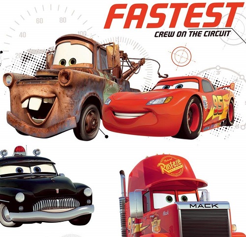 Close up of Fastest Crew in the Friends to the Finish Disney Cars Wall Decal