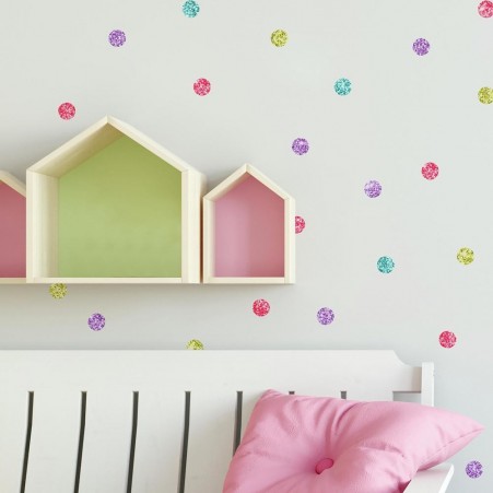 Glitter Dots Wall Decals on a wall