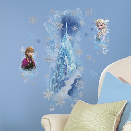 Disney Ice Palace Frozen Glitter Wall Decals in a Bedroom