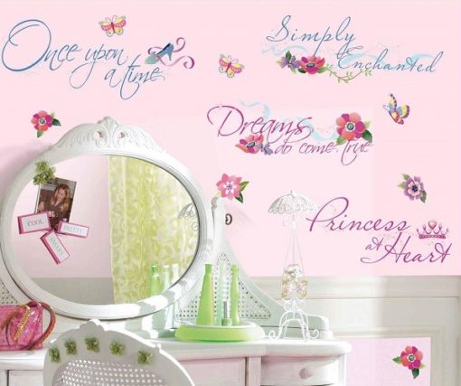 Disney Princess Quote Wall Stickers in a Girls bedroom