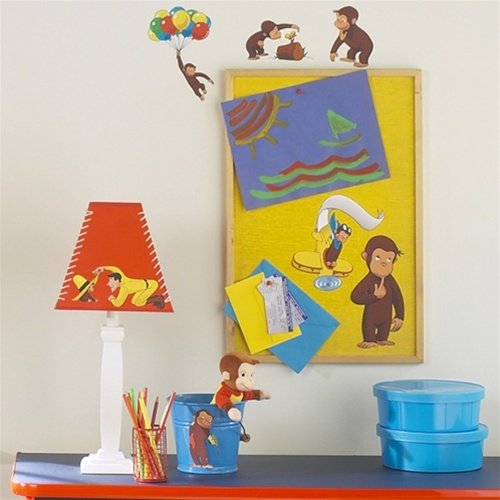 Curious George Monkey Wall Decals in a Boys Room