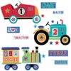 All the elements of the Car Train and Tractor Wall Decal