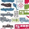 Close up of the Roommates City Lab City Traffic Cars Wall Art Wall Decals