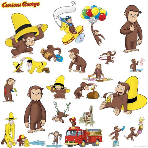 All the decals in the Curious George Monkey Wall Art