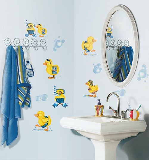 Bubble Ducky Bathroom Wall Decals on the wall