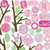 Close up of the Pink Girls ABC Tree Wall Decal