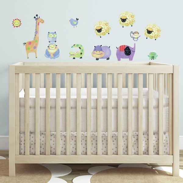 Nursery Animals Wall Stickers in a Baby Room