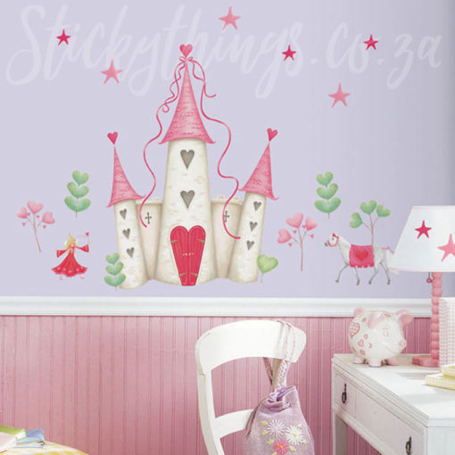 Princess Castle Giant Wall Sticker on a lilac wall