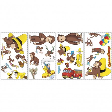 Roommates Curious George Decals Sheets