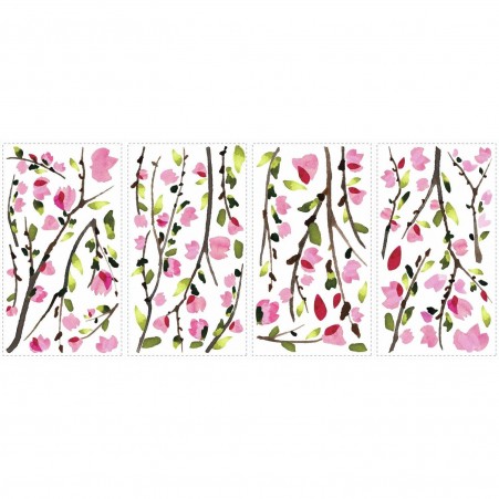 Pink Blossom Branch Wall Sticker Sheets