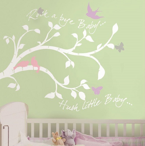 Rock a Bye Baby Branch Wall Decal in a Baby Room