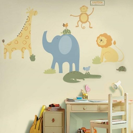 Zoo Animals Wall Decals in a Playroom