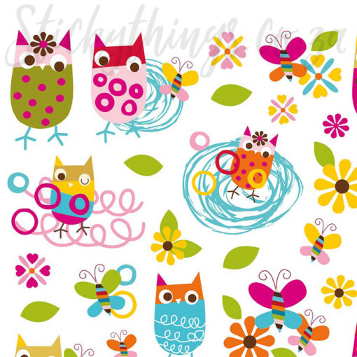 Close up of the Zutano Owls Peel and Stick Decals