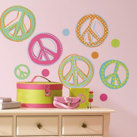 Glitter Peace Signs Wall Stickers