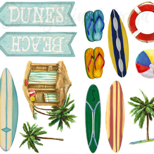 Close up of the Beach Surf Wall Decals