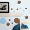 Peel and Stick Blue Brown Dots Wall Art Stickers in a Nursery