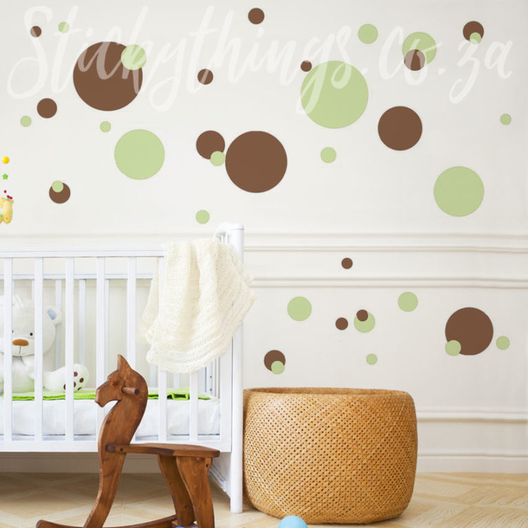 Choc Mint Dot Wall Decals in a Nursery