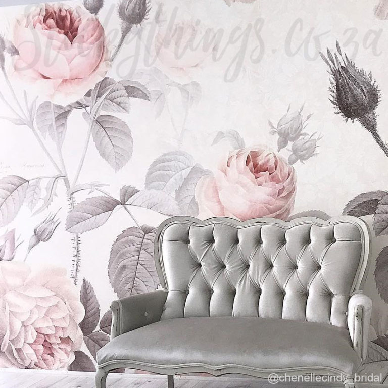 This French Botanical Watercolour Mural is a Pierre-Joseph Redoute Wallpaper