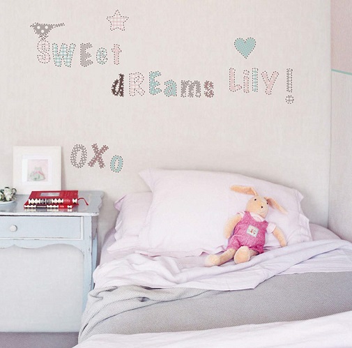 Pastel Name Wall Sticker in a Girls Room
