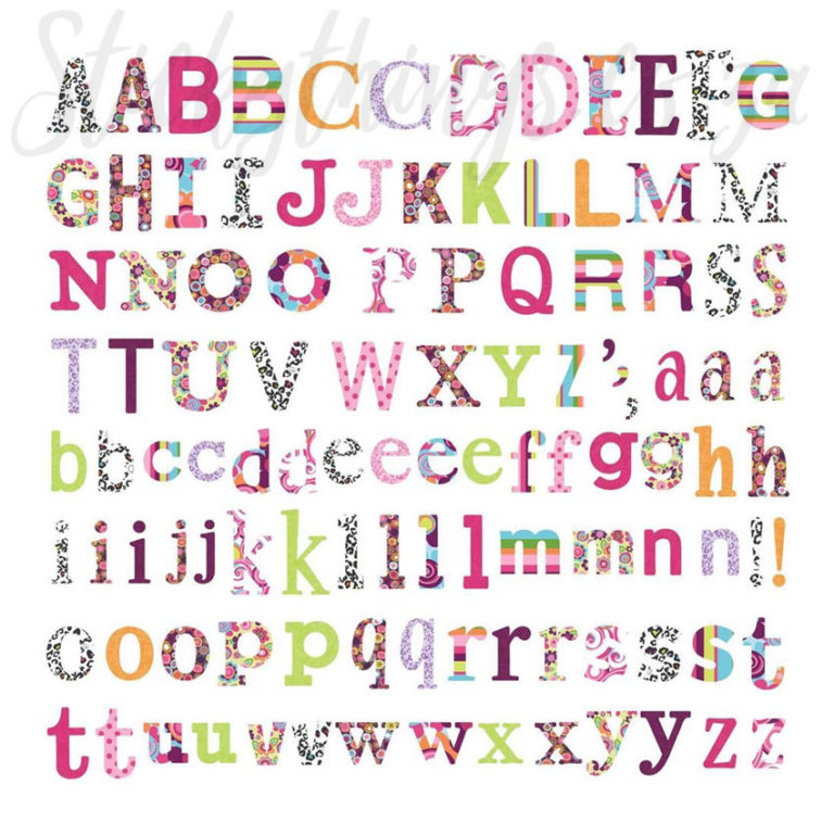 All 110 letters of the Fun Peel and Stick Pattern Alphabet Wall Stickers