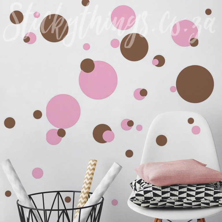Brown Pink Dot Wall Stickers in a Playroom