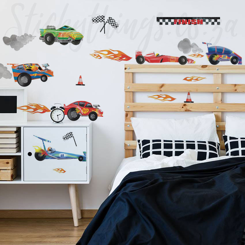 L And Stick Racing Car Wall Decals - Toddler Race Car Wall Decals