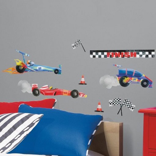 Racing Car Wall Decals in a Boys Bedroom