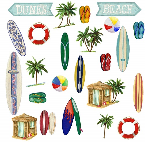 All the stickers in the Surf Beach House Wall Decals