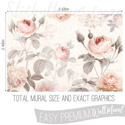 Measurements of the Vintage French Rose Mural