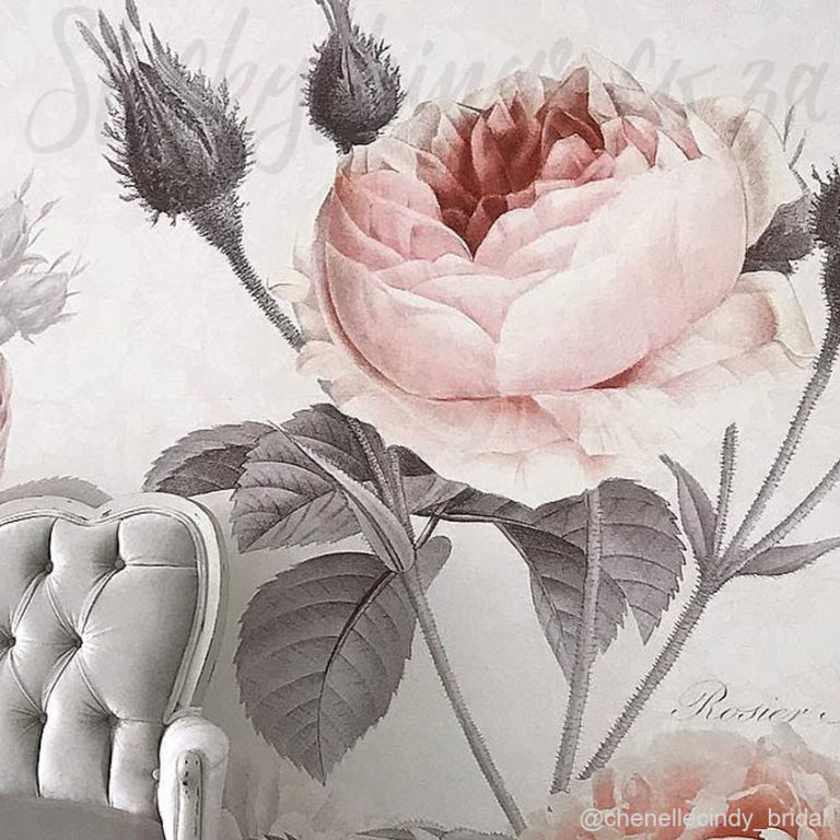 Clos up of the Vintage Rose Wallpaper Mural
