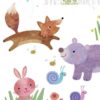 Close up of the handpainted Woodland Baby Bear Bunny and Fox Decals