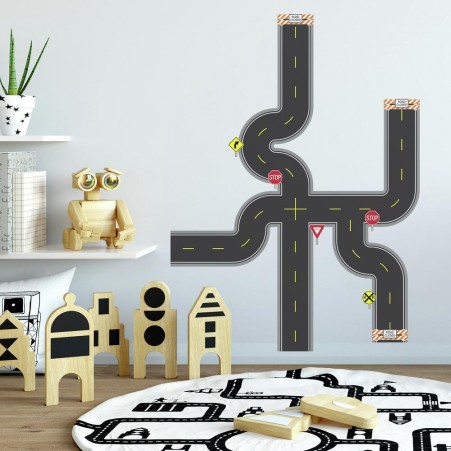 Peel and Stick Build a Road Wall Decals in a Play Room