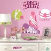 Cheerleading Wall Stickers on a Pink Wall in a Girls Bedroom