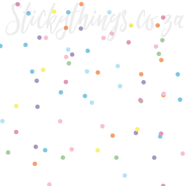 Close up of the colours of the Pastel Confetti Dots Decals