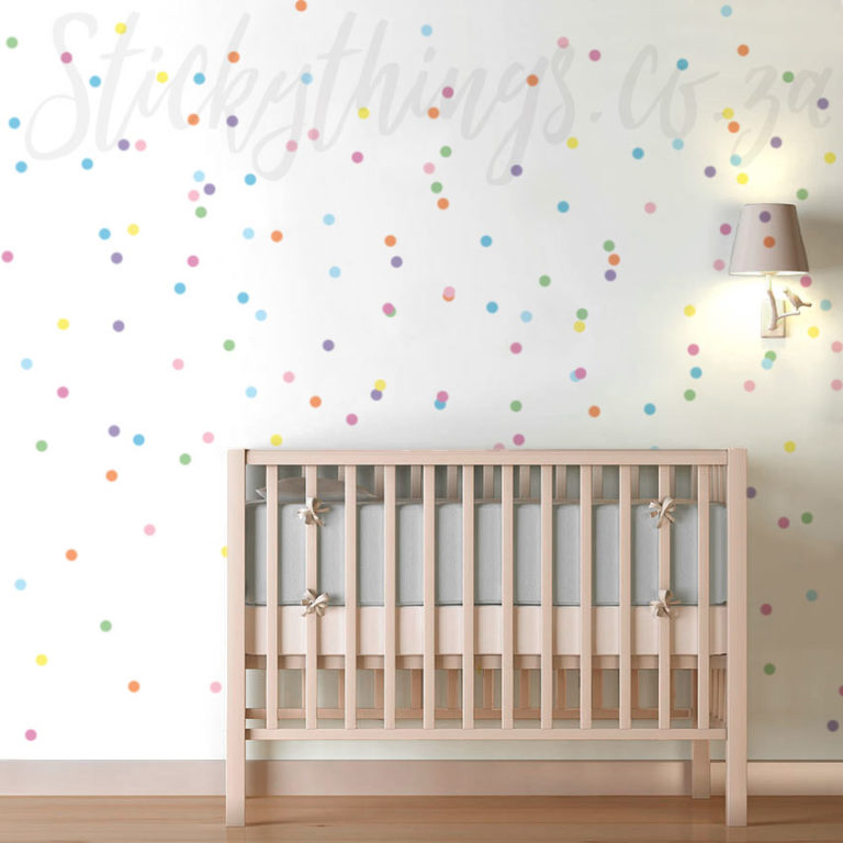 Mini Pastel Confetti Wall Vinyl Dots in a Nursery
