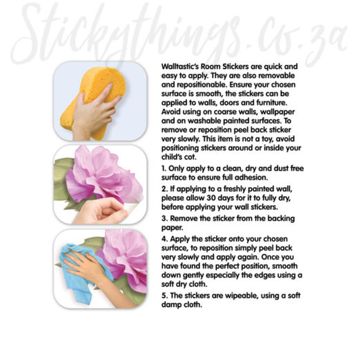 Installation instructions for the Lotus Flowers Unicorn Wall Decals