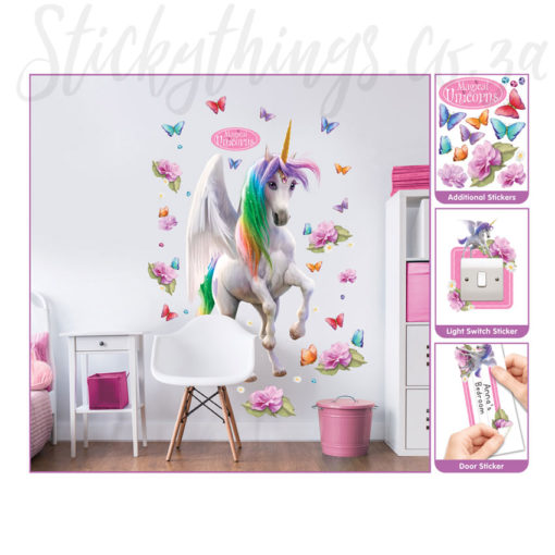 All the extras included in the Giant Magical Unicorn Wall Art Stickers Pack