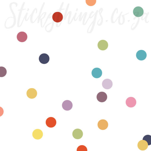 Close up of the colours of the Muted Rainbow Polka Dot Decals