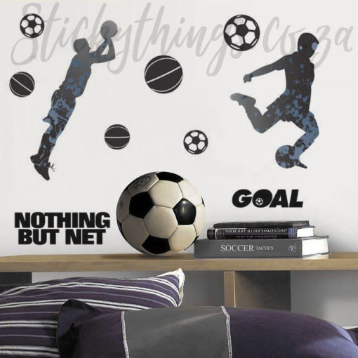 Soccer and Basketball Wall Stickers in a Boys Room