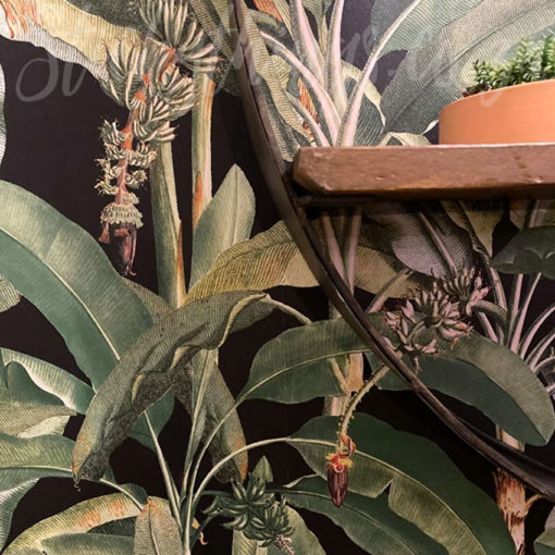 Close up of the detail in the Dark Tropical Leaves Wallpaper
