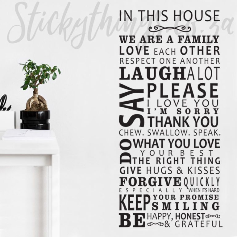 In this House Vinyl Decal in a lounge