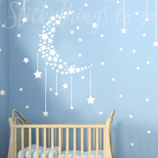Moon of Stars Wall Decal in a baby nursery