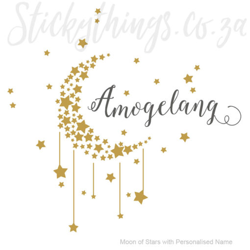 Stars and Moon Wall Sticker with a Personalised Name