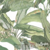 Close up on the detail in the Tropical Leaves White Wallpaper