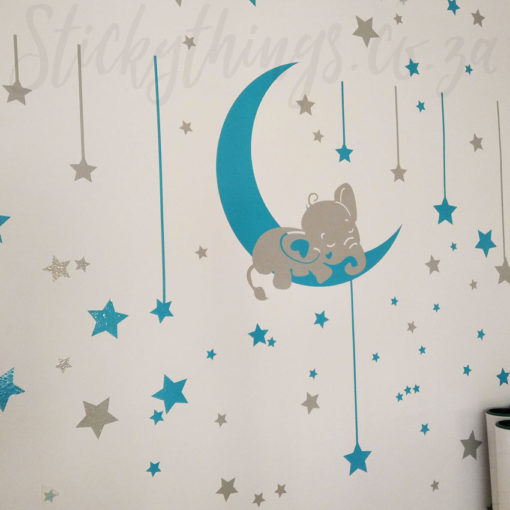 Elephant Moon and Stars Wall Decal in our showroom