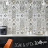 Grey Rustic Tiles Wallpaper installed in a Kitchen